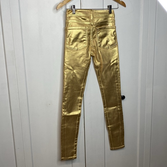 Fidelity Sola Metallic Gold Foil Jeans - 25 - Skinny - NEW - Picture 8 of 10